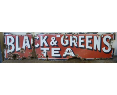 A vintage enamelled Black &amp; Greens Tea sign 