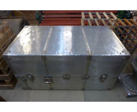 An aluminium steamer trunk 