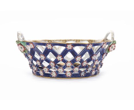 LATE 19TH CENTURY FENCH SAMPSON BASKETcirca 1880-90, copy of a First Period (Dr Wall Period) Worcester (circa 1751-83) basket