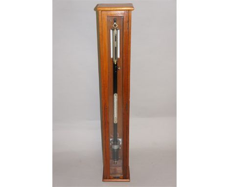 A Griffin and Tatlock Ltd, Manchester ship's barometer with thermometer, number 8225 with silvered registers and black Japann