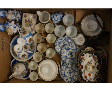 A quantity of miscellaneous decorative China including a pair of figural candlesticks, Solian pottery coffee service, Minton 