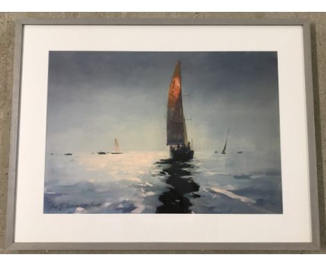 Framed and glazed John Harris print "Bright Afternoon" dated 2003.  Approx. 39.5cm x 56cm.