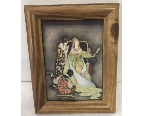 A framed and glazed 1920's Jenni Harber print, "The Queen & her Magic Mirror". From Snow White & the 7 dwarves. Image used as