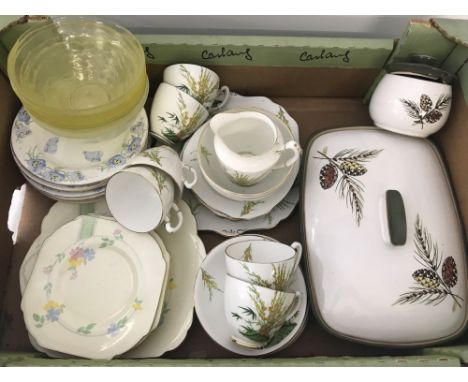 A 1930's Royal Stafford "Broom" pattern 6 setting tea set. Together with a quantity of other ceramics to include Langley. Tea