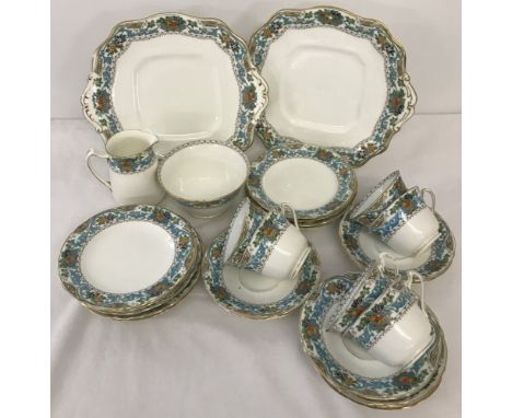 A Vintage Adderleys Ltd Best Bone China tea set in "Almora" pattern. Comprising; 2 sandwich plates, 10 side plates, 8 saucers