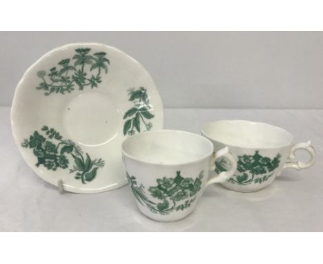 Copeland trio - saucer and 2 cups of different sizes. Circa 1851-1885. Coffee & tea cups. 