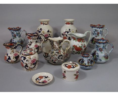 A collection of Masons ironstone wares including an Applique pattern jug and basin of octagonal form, jug height 14cm approx,
