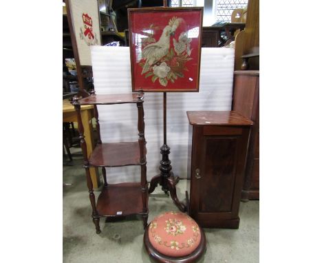 A Victorian mahogany floorstanding whatnot on three tiers with serpentine outline and turned supports and one other, together