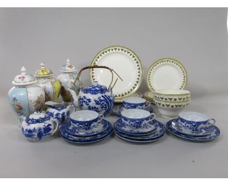 A collection of early 20th century Wedgwood creamware type wares in the Strawberry Fruit pattern comprising a pair of large p