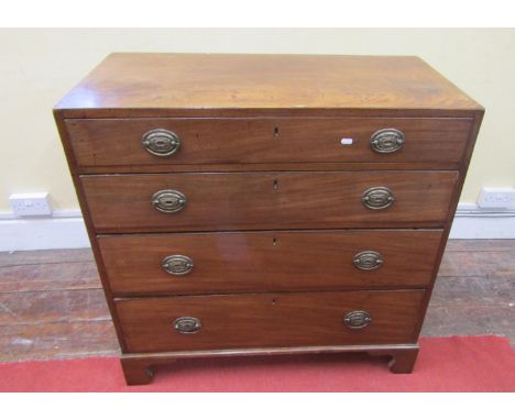 A Georgian mahogany caddy top bedroom chest of four long graduated drawers raised on bracket supports, 96 cm wide 