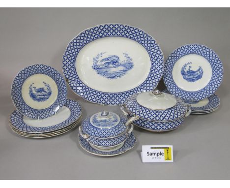 An extensive collection of Coronaware Chantilly blue and white printed dinnerwares, some with bird details to the centre, som