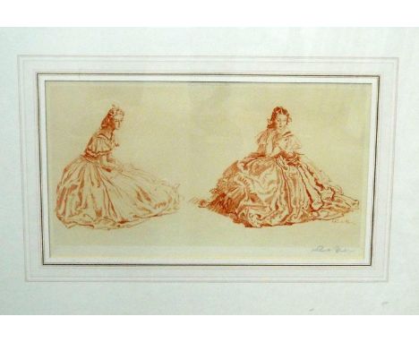 Sir William Russell Flint (British 1880-1969) - Signed print of a sanguine sketch of two seated women, published W J Stacey, 