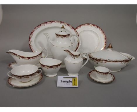 A quantity of Royal Doulton Winthrop pattern wares comprising three two handled tureens and covers, pair of sauce boats and s