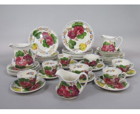 A quantity of Simpsons Pottery Chanticleer wares in the Belle Fiore pattern comprising three graduated jugs, twinety five pla