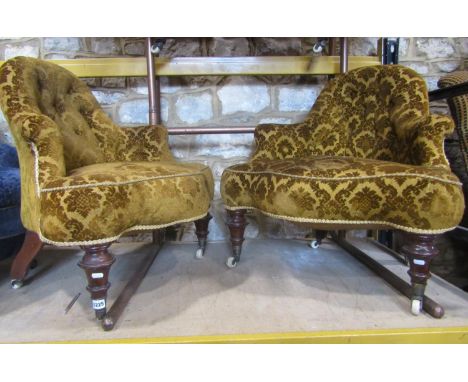 An unusual Victorian four piece conversation suite comprising a pair of two seat sofas and further pair of matching chairs wi