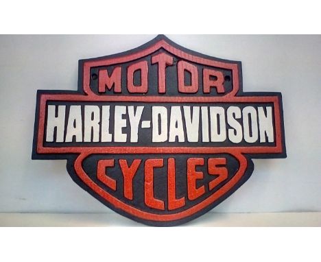 Cast iron Harley Davidson plaque, 33cm x 42cm 