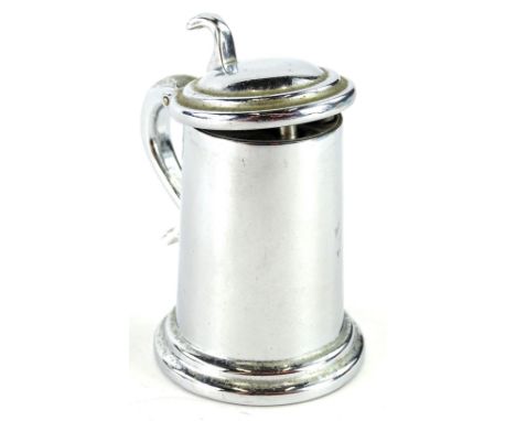 A Dunhill novelty chrome plated lighter, modelled in the form of a lidded tankard, 9cm H.