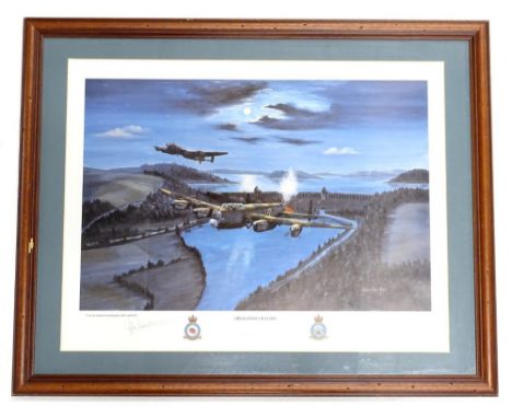John Larder. Operation Chastise, artist signed limited edition print, also signed by some of the crew to include Lofty Stretc