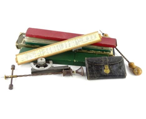 A quantity of drawing instruments, some tools, etc.