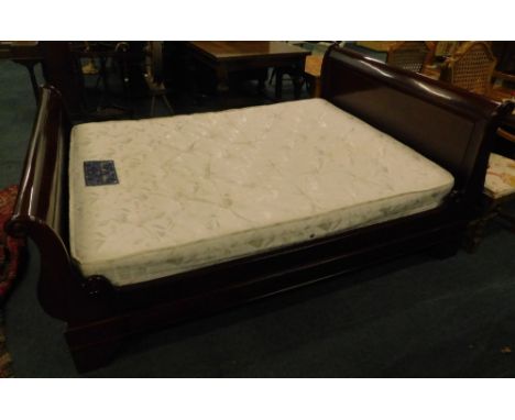 A continental mahogany Versailles 5ft sleigh bed, supplied by the Island Bed Company with Dreammaker Collection Harmony mattr