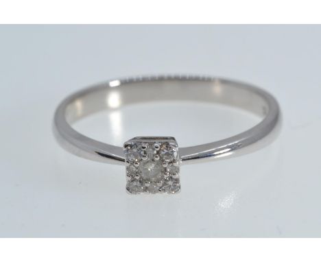 9ct white gold & diamond cluster ring, size R, 2.34 grams 
