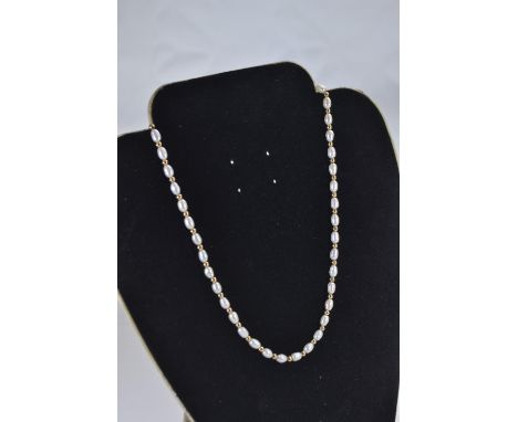 9ct gold & pearl necklace, circumference 410mm, gross weight 8.66 grams 
