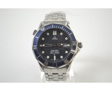 Omega Seamaster Professional 300m/1000ft stainless steel wristwatch, blue dial with date aperture, sweep seconds, case diamet