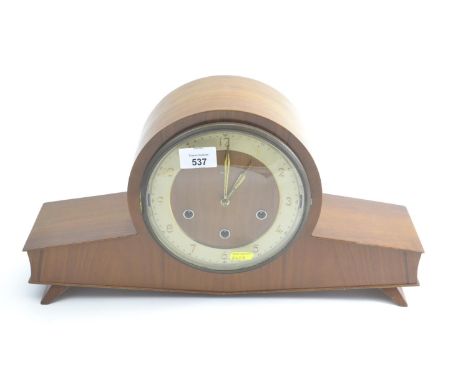 Smiths art deco style mantle clock, 45cm wide, 11cm deep, 24cm high, with pendulum & key 