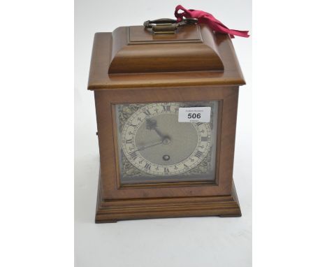 English Astral mantle clock with key, w19.5 x d15.5 x h24.5cm 