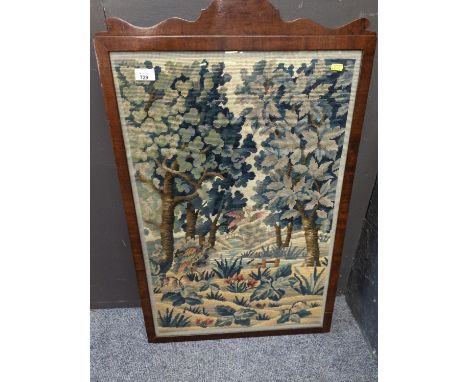 Tapestry of a woodand scene in a Mahogany frame 55 x 88cm 