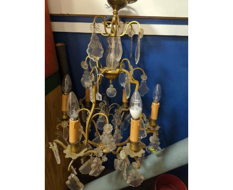 Italian glass droplet chandelier, overall height approx. 66cm x width 40cm 