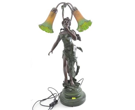 Figurative lamp with glass lily shades, height 72cm No plug