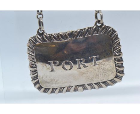 Pair of William IV silver decanter labels for Port & Sherry respectively, makers Edward, Edward junior, John & William Barnar