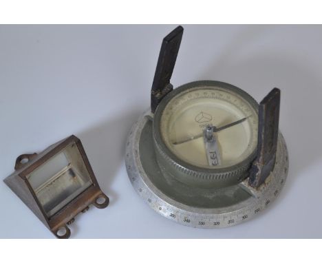 Russian military compass dated 1957  & Periscope lens possibly from military vehicle. 