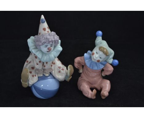 Boxed Lladro clown on ball & Nao child jester 