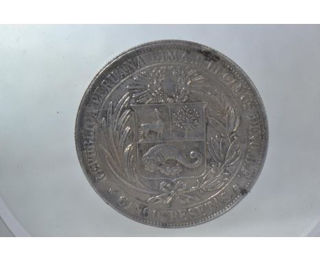 1880 Lima five pesetas 