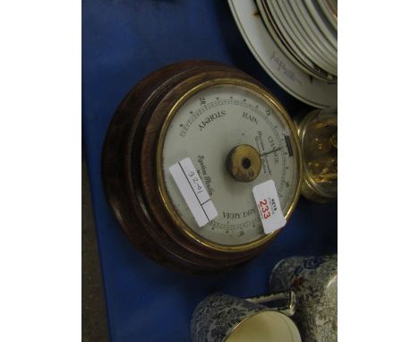 TEAK CASED CIRCULAR BAROMETER BY SYSTEM PAULIN   