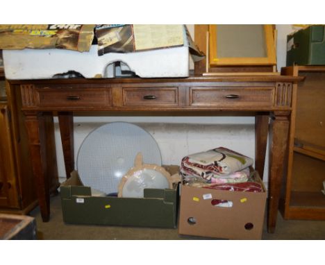 A tile top three drawer hall stand 