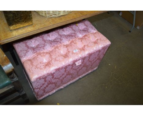 A pine button down upholstered blanket box