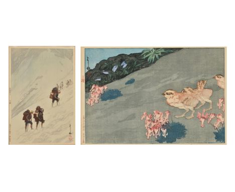 Hiroshi Yoshida (1876-1950): A woodblock print in inks on paper, Harinoki sekkei (Snow valley at Harinoki) from his series Ni