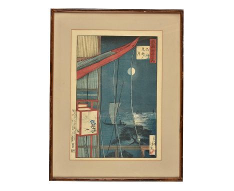 Kobayashi Kiyochika (1847-1915): A woodblock print in inks on paper from his series One Hundred Views of Musashi, being "The 
