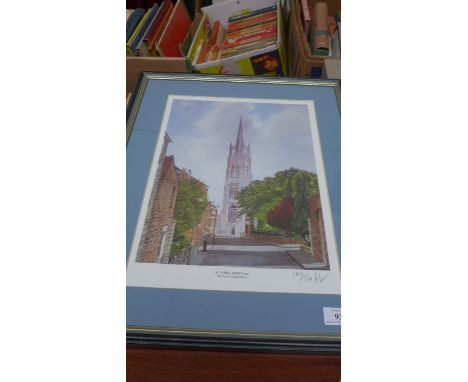 Signed limited edition print by David Cuppleditch of St. James Church, Louth from Upgate