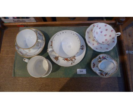 Collector's lot including Ainsley bone china cup and saucer, decorative miniature coffee cup and saucer, coffee can decorated