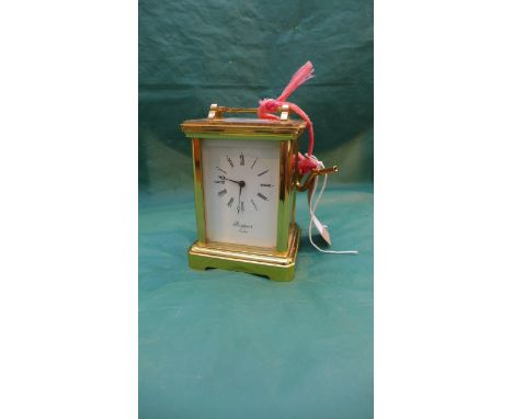 Rapport of London 13 jewel brass carriage clock with enamel dial