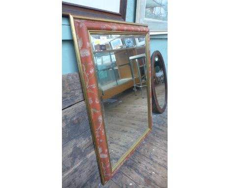 Rectangular bevel edged wall mirror in port ground foliate frame  