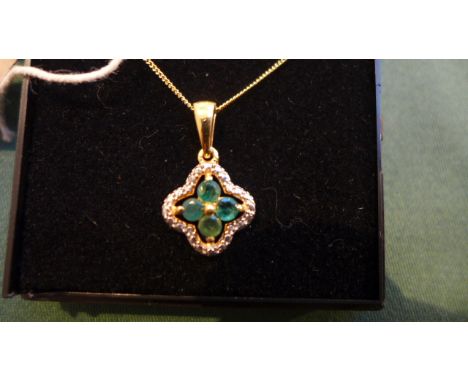 Silver gilt pendant set with emeralds, with chain