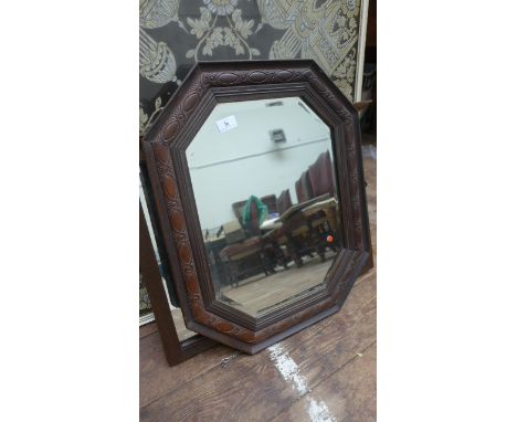 PICTURES, PRINTS AND MIRRORSCarved oak framed mirror and another