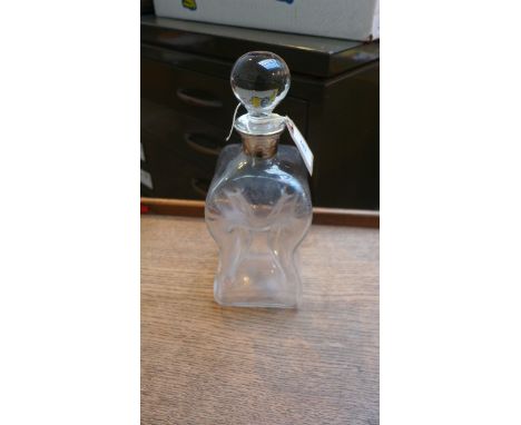 Most decorative spirit decanter with silver collar and ball stopper (London 1966)