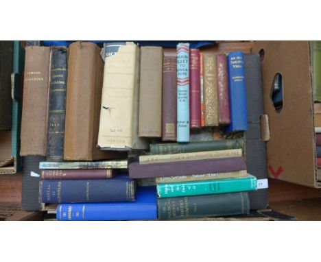 Box of books on a variety of subjects including 2 19th century vols. of 'The Strand' magazine, vol. Poetical Works of Robert 