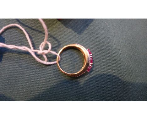 3 ruby and 2 diamond set ring 
